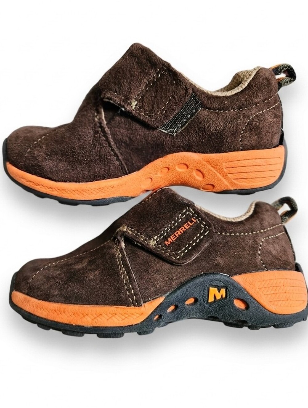 Merrell Junior Suede Hiking Trail Shoes Brown Orange Size 7.5